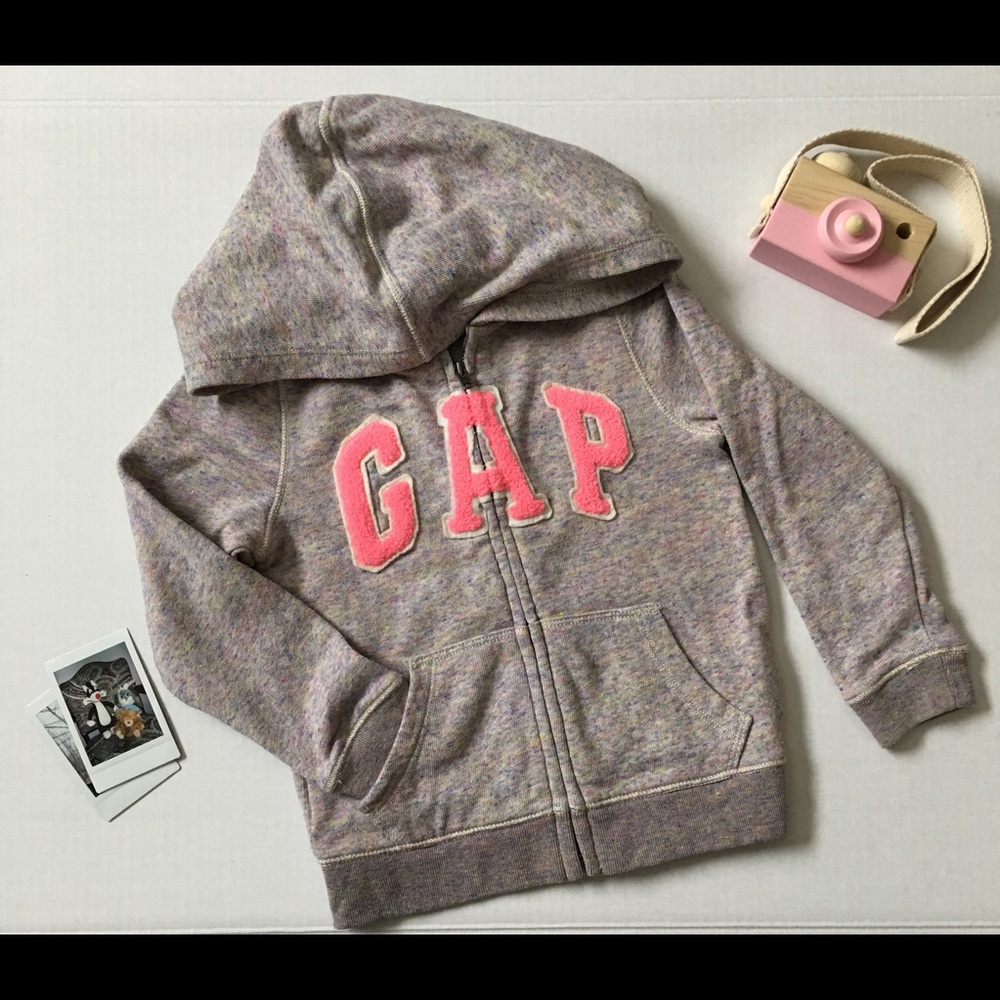 Baby Gap Hoodie Sweatshirt Zip Up Pink Rainbow